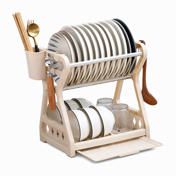 🍽️ 2026 BESTSELLER 🥳 Multi-Layer Steel Dish Drying Rack – Vertical Storage, Drip Tray, Tool-Free Install ✨