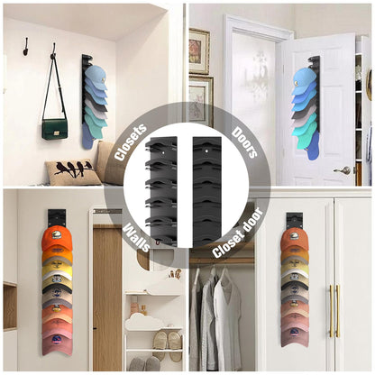 🧢 2-Pack Hat Organizer – Multilayer Wall & Door Storage Holder with Dual Mounting Options🏠