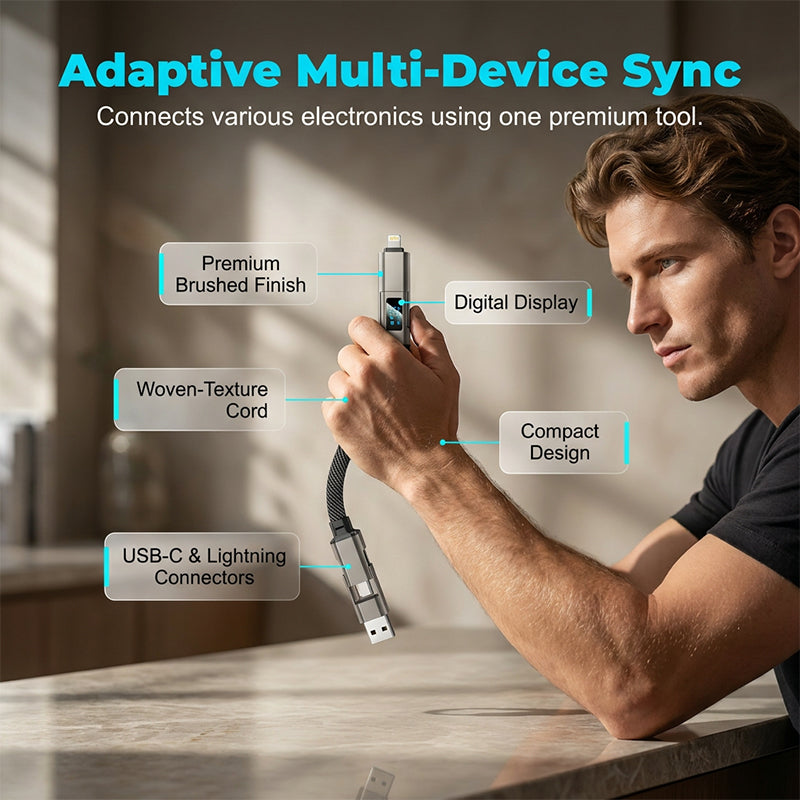 ⚡4-in-1 Digital Display Keychain Charging Cable