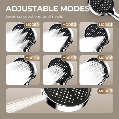 up🚿7-in-1 High-Pressure Rainfall Shower Head