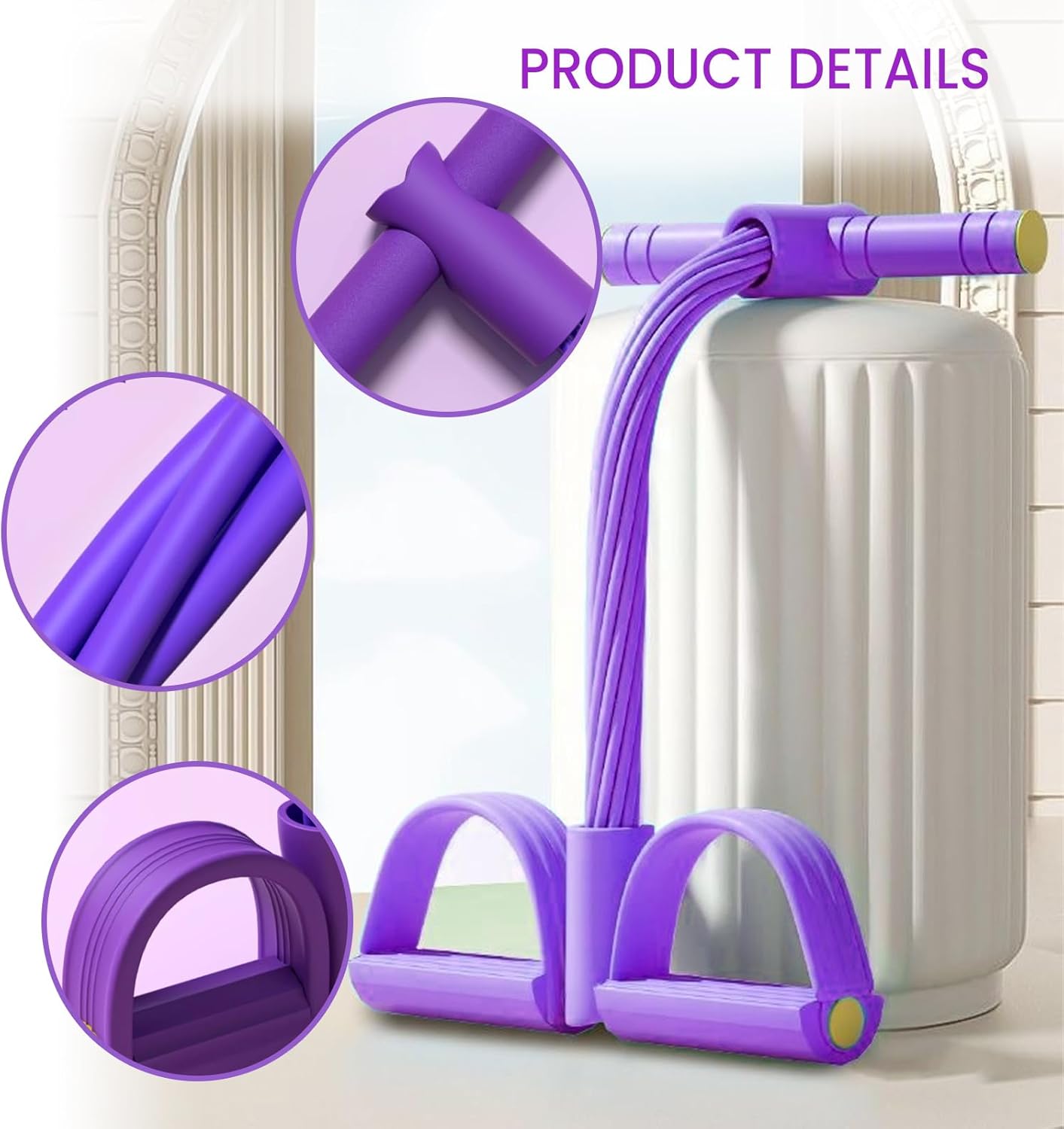 ⬆️Sculpt Your Body at Home! 🏠 4-Tube Power Pedal Resistance Band ✨ Tone Up Fast! 💪