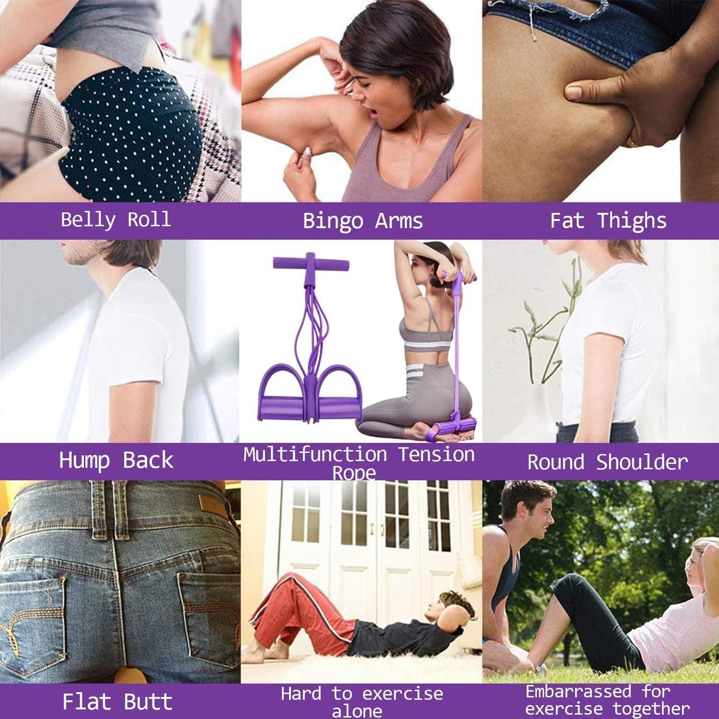 ⬆️Sculpt Your Body at Home! 🏠 4-Tube Power Pedal Resistance Band ✨ Tone Up Fast! 💪