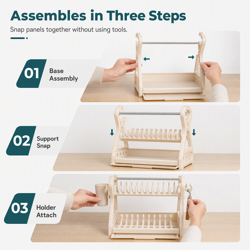 🍽️ 2026 BESTSELLER 🥳 Multi-Layer Steel Dish Drying Rack – Vertical Storage, Drip Tray, Tool-Free Install ✨