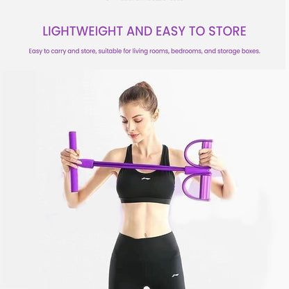 ⬆️Sculpt Your Body at Home! 🏠 4-Tube Power Pedal Resistance Band ✨ Tone Up Fast! 💪