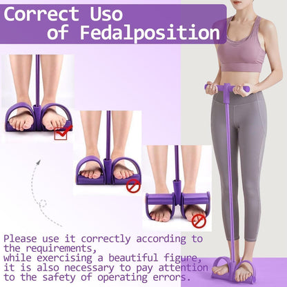 ⬆️Sculpt Your Body at Home! 🏠 4-Tube Power Pedal Resistance Band ✨ Tone Up Fast! 💪