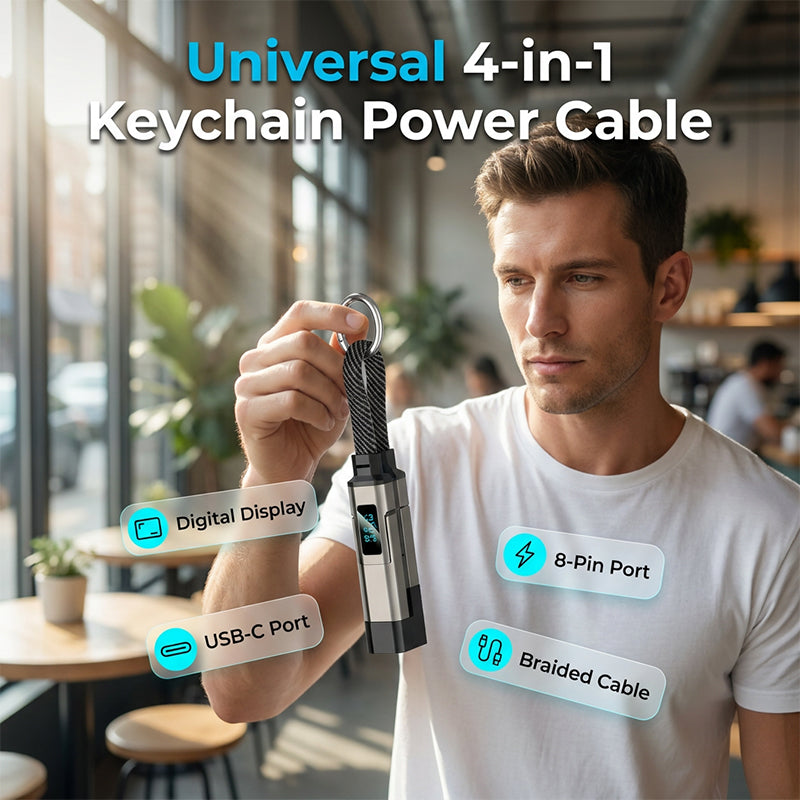 ⚡4-in-1 Digital Display Keychain Charging Cable