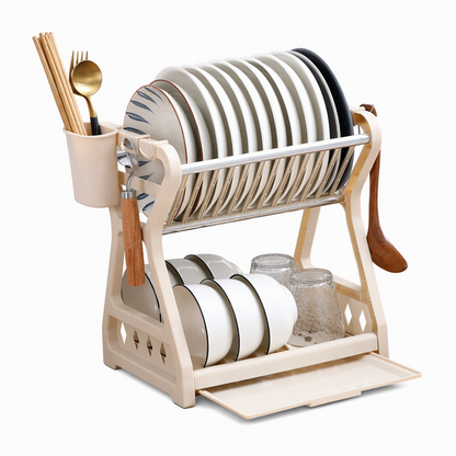 🍽️ 2026 BESTSELLER 🥳 Multi-Layer Steel Dish Drying Rack – Vertical Storage, Drip Tray, Tool-Free Install ✨