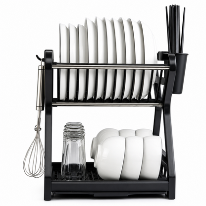 🍽️ 2026 BESTSELLER 🥳 Multi-Layer Steel Dish Drying Rack – Vertical Storage, Drip Tray, Tool-Free Install ✨