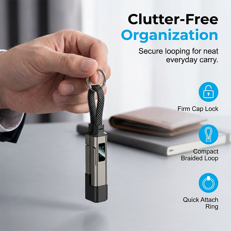 ⚡4-in-1 Digital Display Keychain Charging Cable
