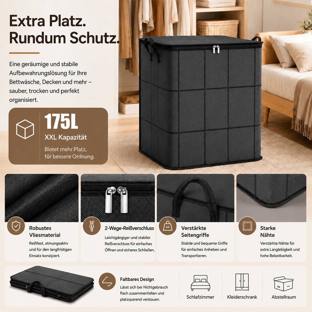 🏠XXL 175L Aufbewahrungstasche – Mehr Platz für Kleidung, Decken & Bettwäsche