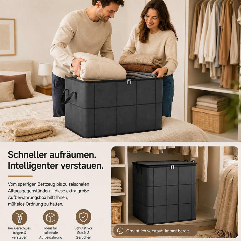🏠XXL 175L Aufbewahrungstasche – Mehr Platz für Kleidung, Decken & Bettwäsche