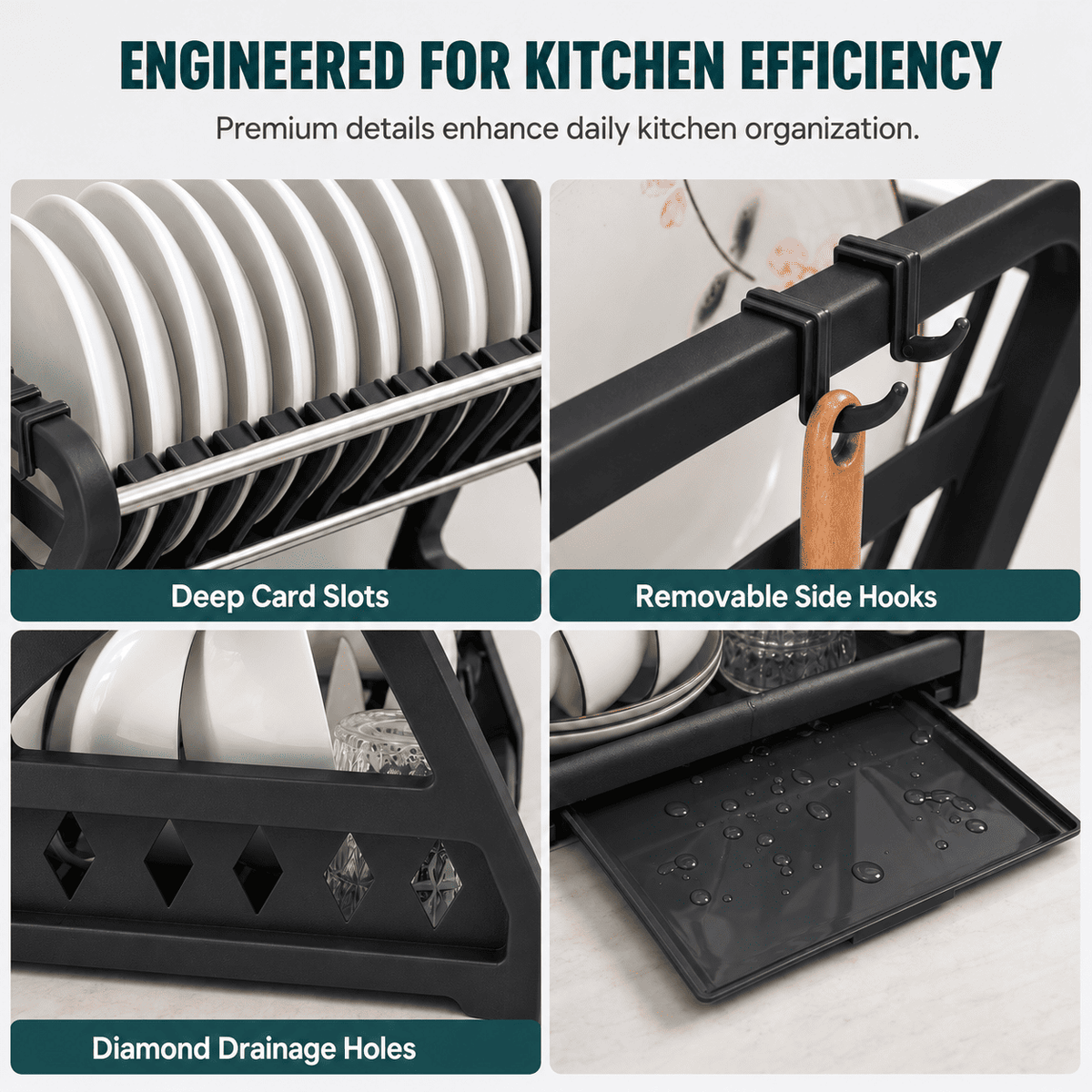 🍽️ 2026 BESTSELLER 🥳 Multi-Layer Steel Dish Drying Rack – Vertical Storage, Drip Tray, Tool-Free Install ✨