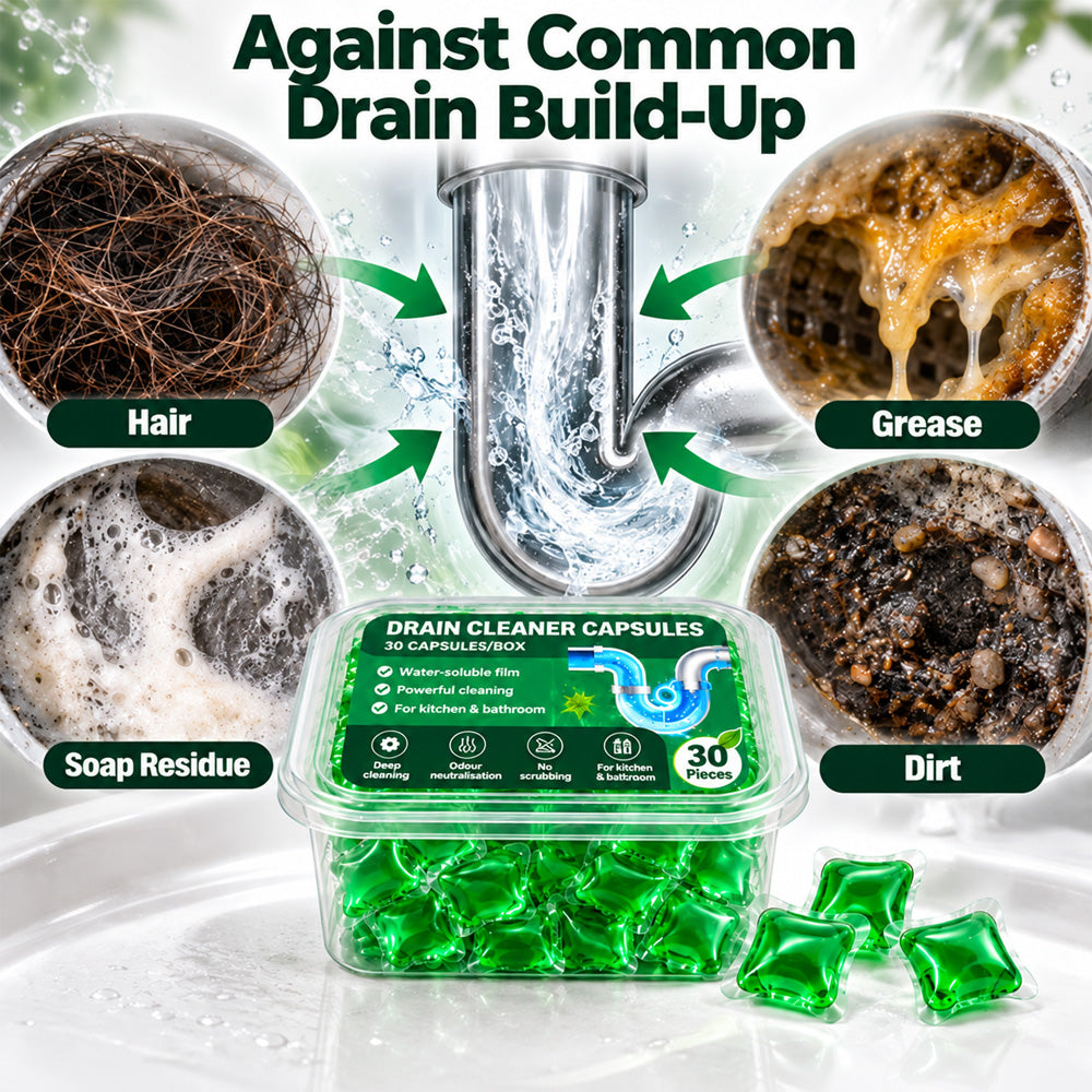 up✅ 30 Drain Cleaner Capsules – Tackles Hair, Grease & Blockages in Just 5 Minutes