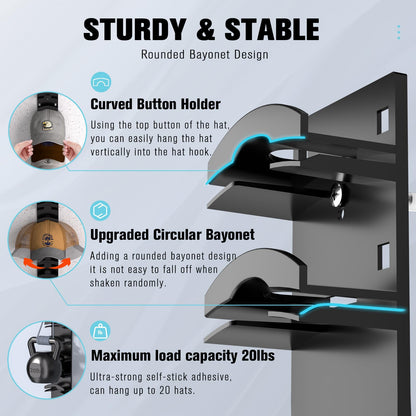 🧢 2-Pack Hat Organizer – Multilayer Wall & Door Storage Holder with Dual Mounting Options🏠