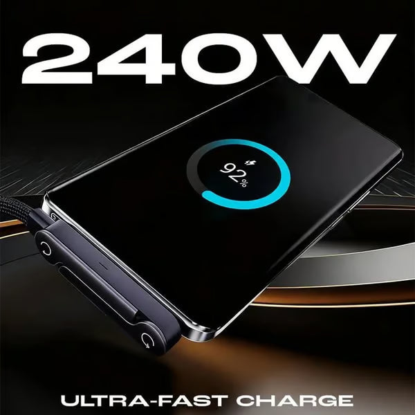 ⚡MFi-Certified 2-in-1 Fast Charging Cable with Built-In Phone Stand – Ultra-Fast 240W Power, Official Apple Authorized✅
